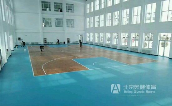 pvc塑胶运动地板-枫木纹篮球场