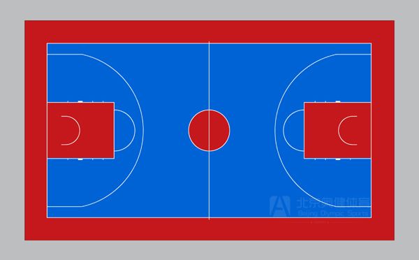 塑胶篮球场配色平面图
