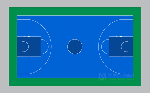蓝绿塑胶篮球场平面图