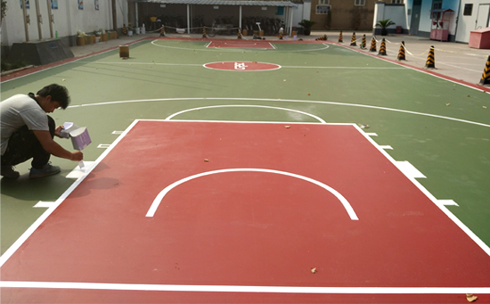 硅pu篮球场划线施工图片