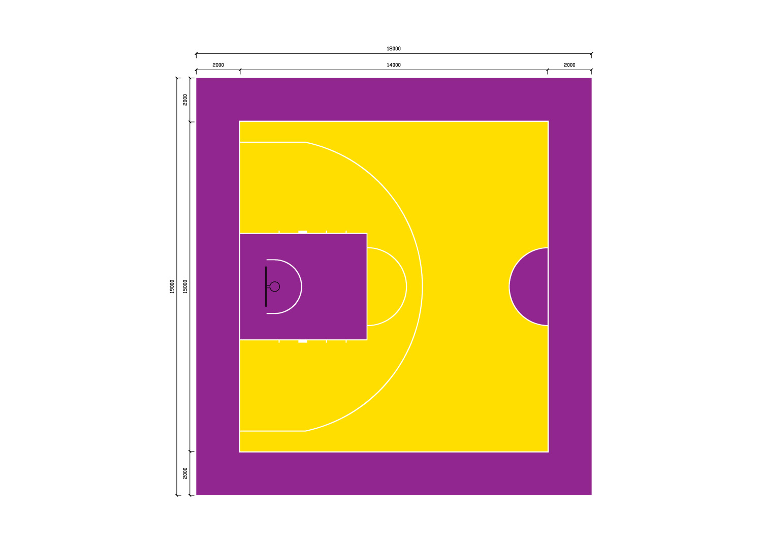 塑胶半场篮球场配色方案