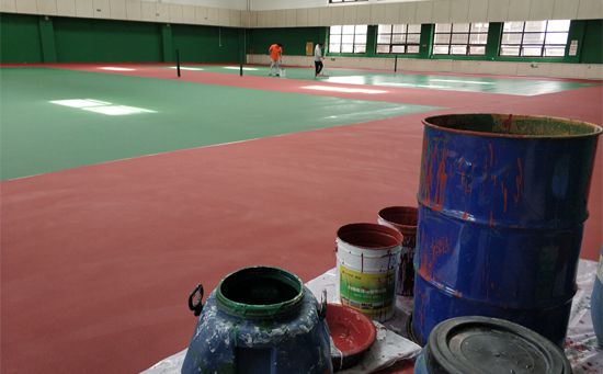 硬地网球场面层施工图片